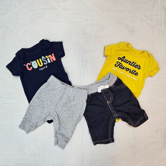 Carters Newborn Baby Boy Clothing Lot 13 Pieces Bodysuits Sleepers Pants - Picture 3 of 6